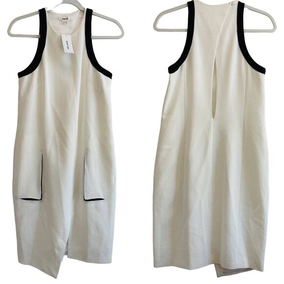 Helmut Lang Sugar Two-Tone Faux-Wrap Dress NEW Optic White Black Small - Picture 3 of 8